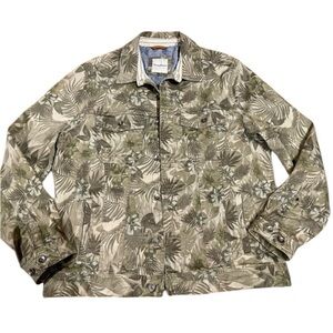 Tommy Bahama Large Boracay Como Camo Trucker Jacket 380 Tea‎ Leaf green